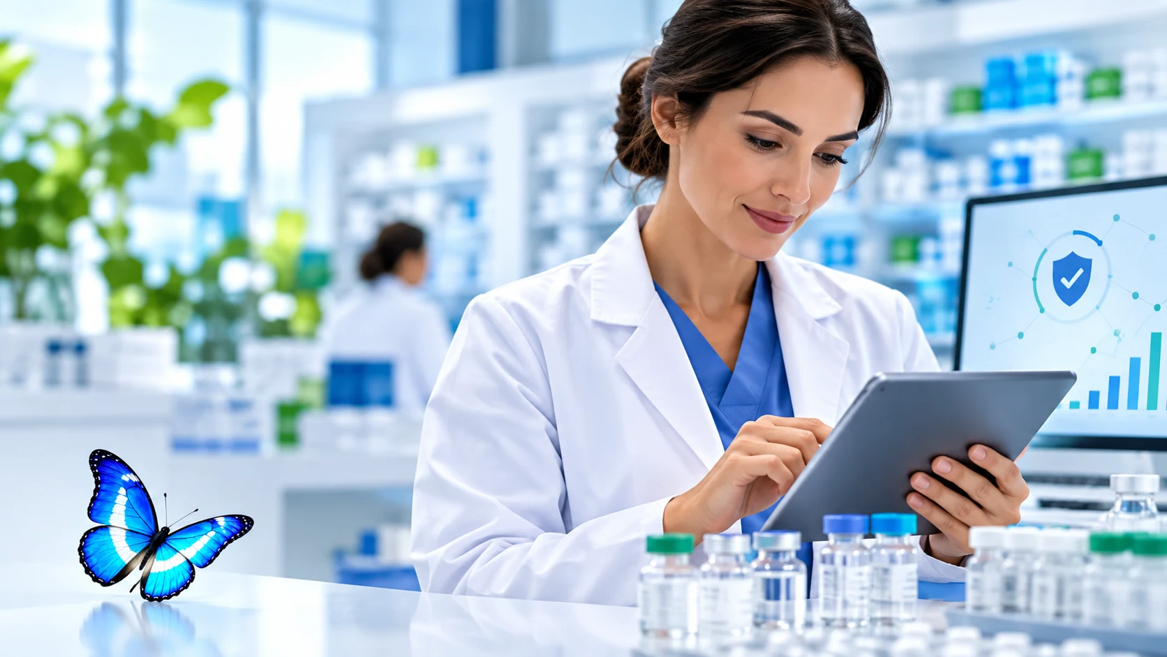 Monitoreo de seguridad de medicamentos con la mariposa azul de Biocross