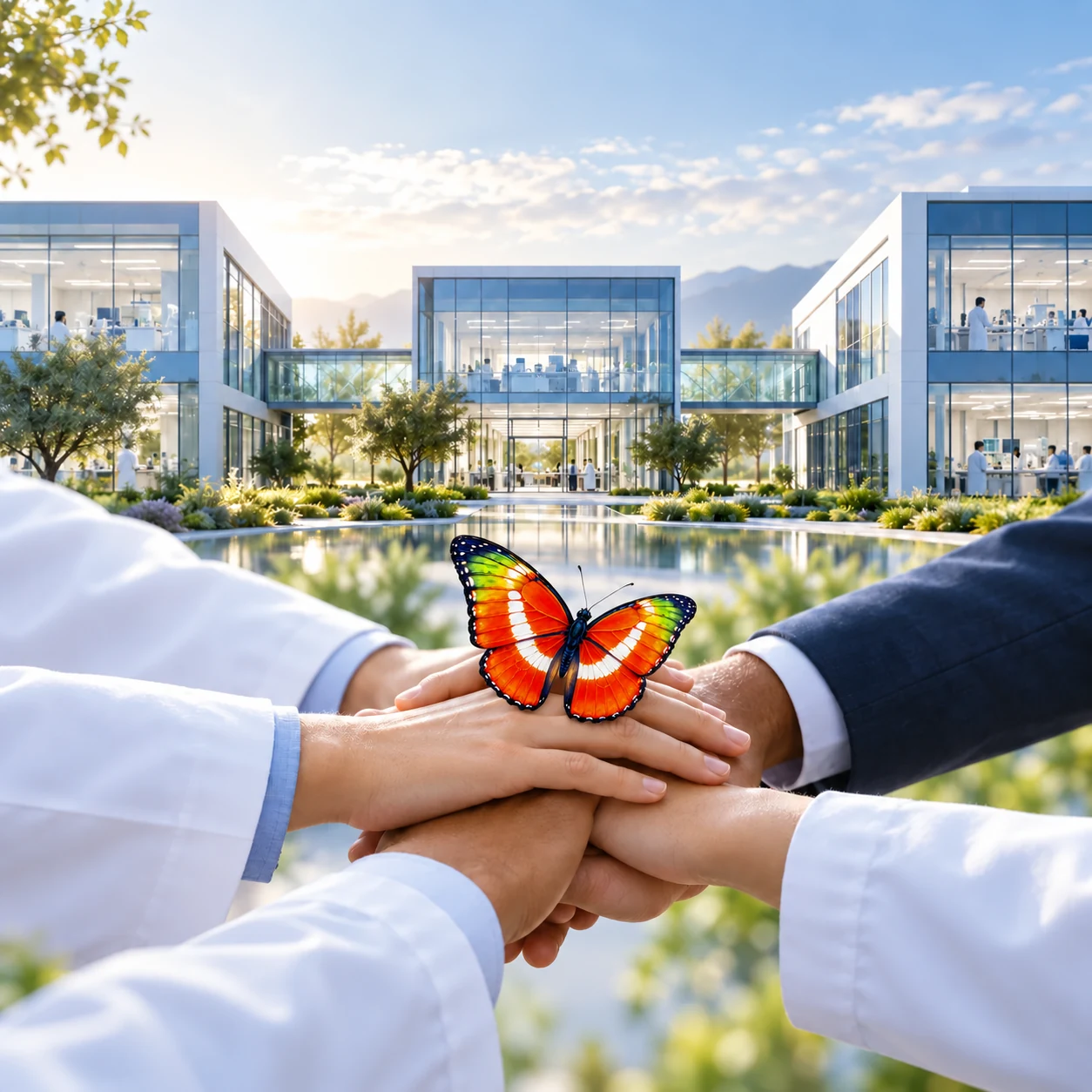 Mariposa y colaboración del grupo farmacéutico